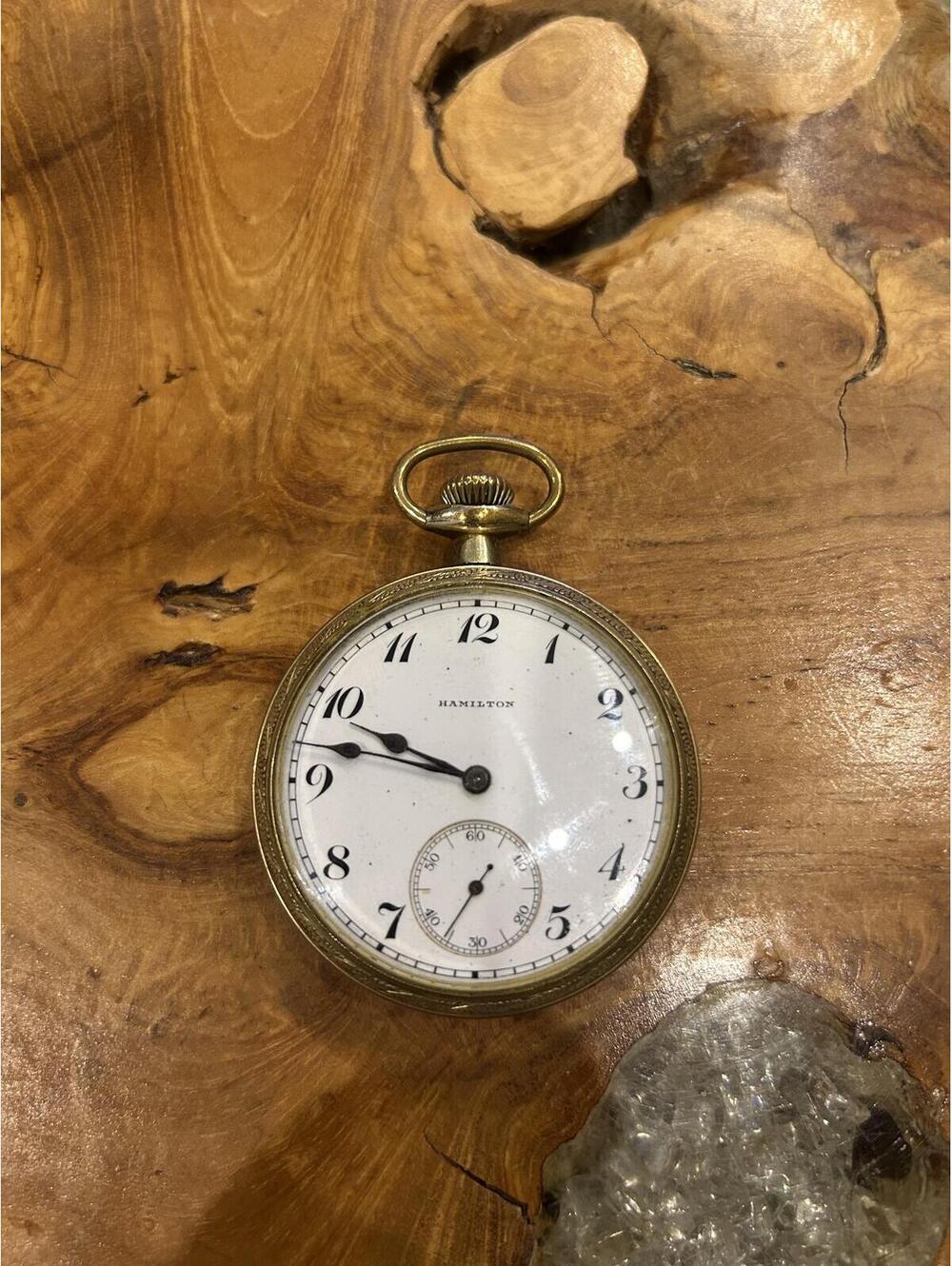 Vintage Hamilton Code 974 Pocket Watch with Gold-Tone Case